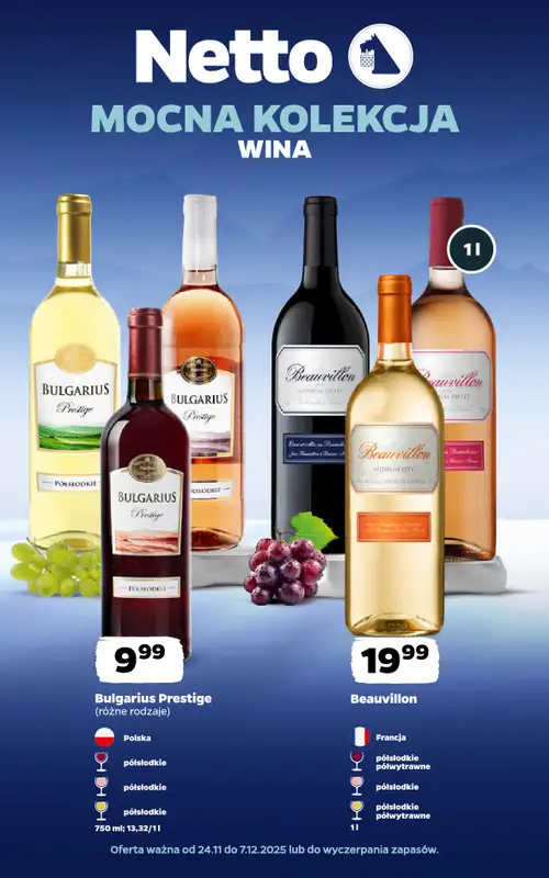 Netto - gazetka promocyjna Mocna Kolekcja - Wina  do niedzieli 07.12