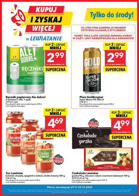 LEWIATAN - gazetka promocyjna Kupuj i zyskaj więcej od czwartku 27.11 do środy 03.12