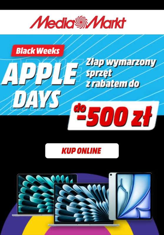 Media Markt - gazetka promocyjna Do -500 zł na wybrane produkty Apple od poniedziałku 24.11 