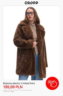 Brązowy płaszcz z imitacji futra