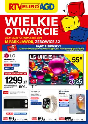 RTV EURO AGD - gazetka promocyjna WIELKIE OTWARCIE - JAWOR od środy 26.11 do soboty 29.11