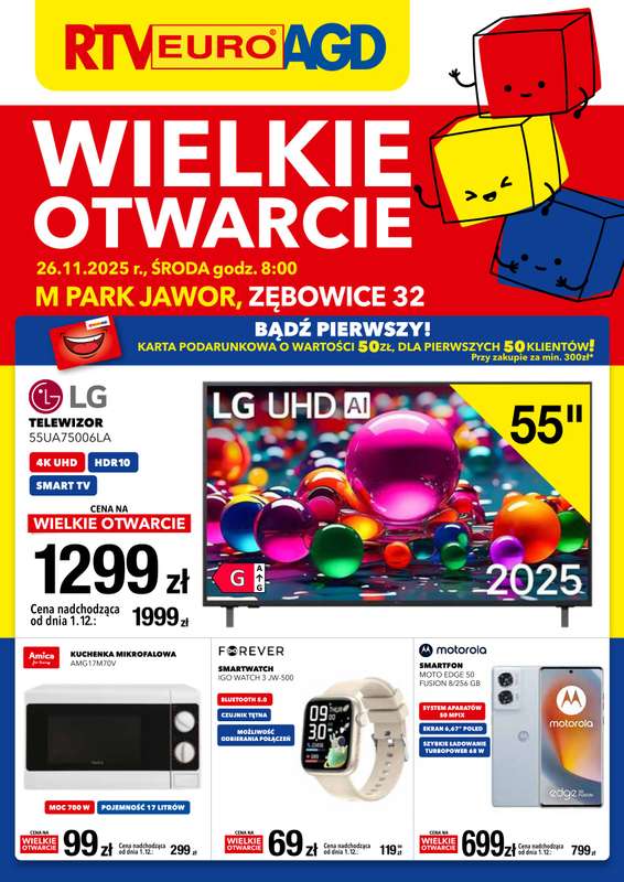 RTV EURO AGD - gazetka promocyjna WIELKIE OTWARCIE - JAWOR od środy 26.11 do soboty 29.11