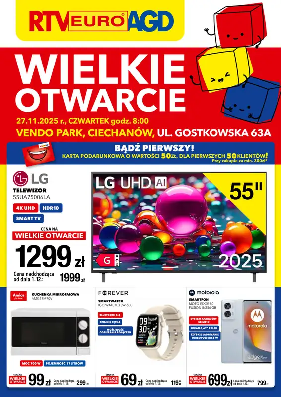 RTV EURO AGD - gazetka promocyjna WIELKIE OTWARCIE - CIECHANÓW od czwartku 27.11 do soboty 29.11