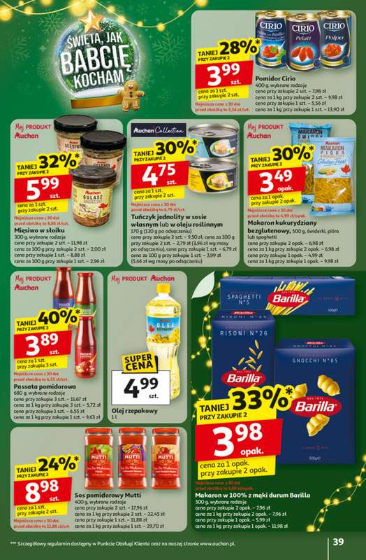 Auchan - gazetka promocyjna Gazetka Święta jak babcię kocham Hipermarket Auchan od czwartku 27.11 do środy 03.12 - strona 39