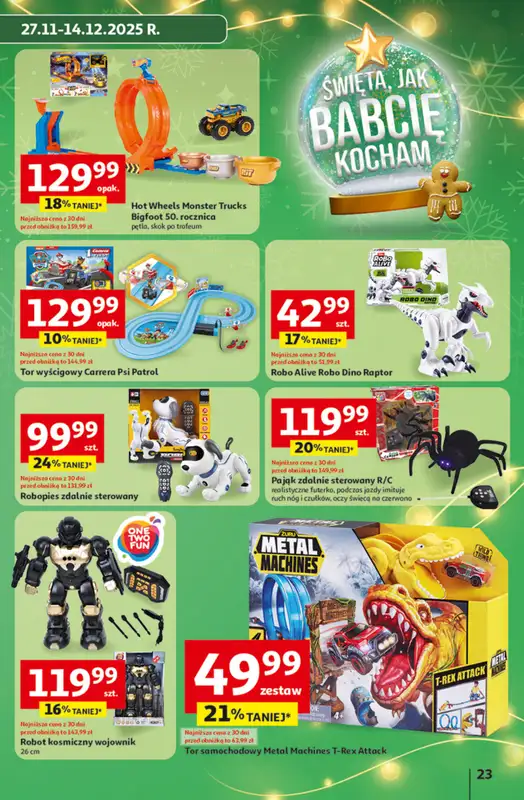 Auchan - gazetka promocyjna Gazetka katalog prezenty Świera jak babcię kocham Hipermarket Auchan od czwartku 27.11 do wtorku 23.12 - strona 23