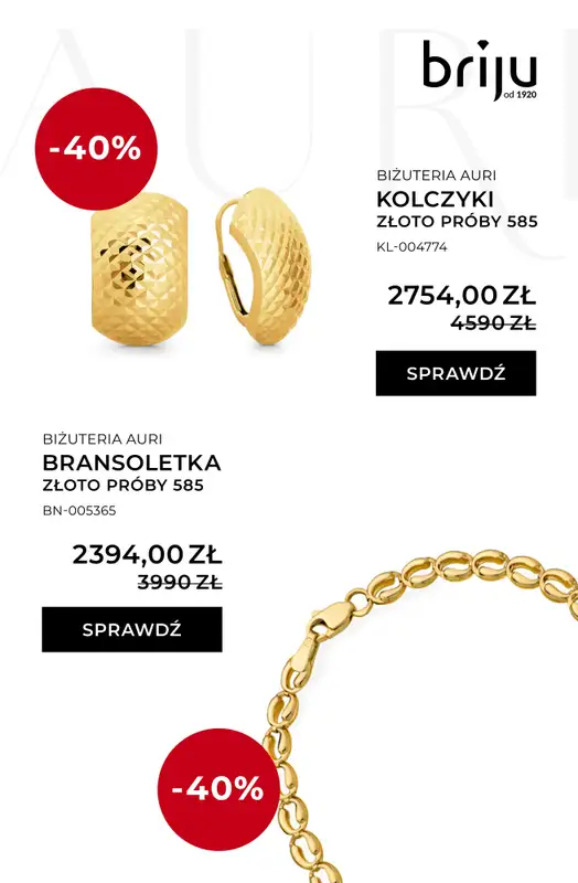 Briju - gazetka promocyjna Kolekcja biżuterii AURI do -40% od środy 26.11 do środy 31.12 - strona 10