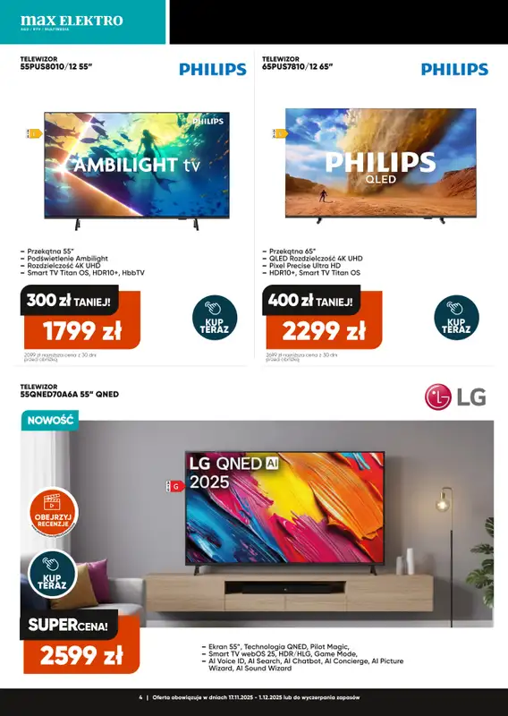 Max Elektro - gazetka promocyjna Gazetka Black weeks od wtorku 18.11 do poniedziałku 01.12 - strona 4