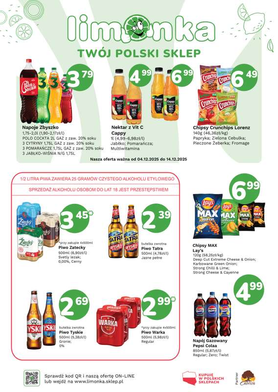 Limonka - gazetka promocyjna Plakaty promocyjne od czwartku 04.12 do niedzieli 14.12