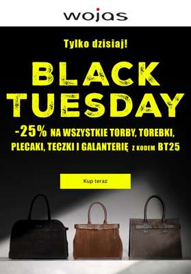 BLACK FRIDAY - gazetka promocyjna Wojas | -25% na torebki, plecaki, teczki i galanterię od wtorku 25.11 do wtorku 25.11