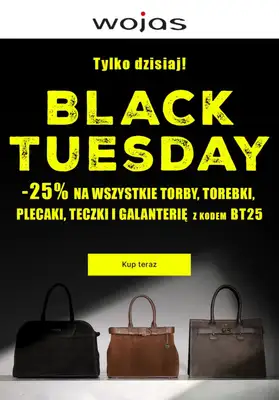 BLACK FRIDAY - gazetka promocyjna Wojas | -25% na torebki, plecaki, teczki i galanterię od wtorku 25.11 do wtorku 25.11