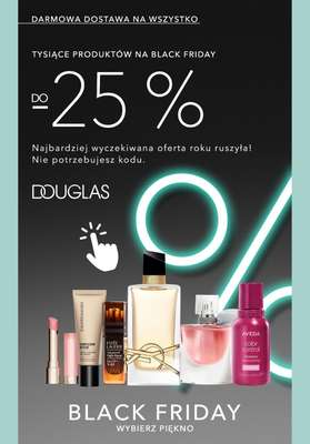 BLACK FRIDAY - gazetka promocyjna Douglas | Do -25% i darmowa dostawa na Black Friday od wtorku 25.11 do poniedziałku 01.12