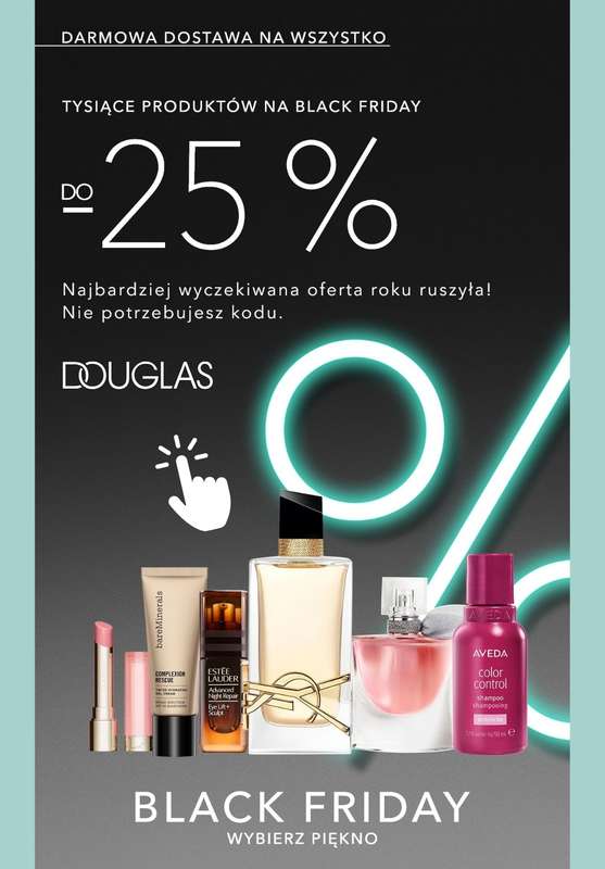 BLACK FRIDAY - gazetka promocyjna Douglas | Do -25% i darmowa dostawa na Black Friday od wtorku 25.11 do poniedziałku 01.12
