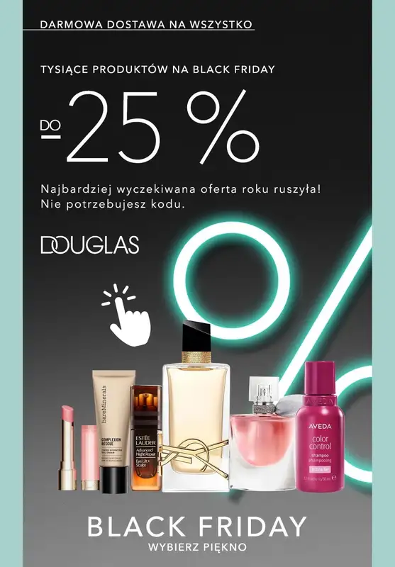 BLACK FRIDAY - gazetka promocyjna Douglas | Do -25% i darmowa dostawa na Black Friday od wtorku 25.11 do poniedziałku 01.12