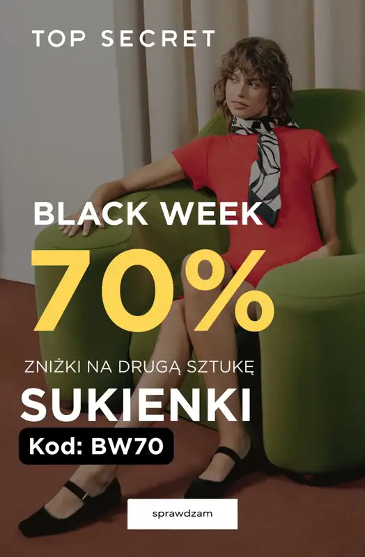 Top Secret - gazetka promocyjna Sukienki: -70% na drugą sztukę od wtorku 25.11 do poniedziałku 01.12