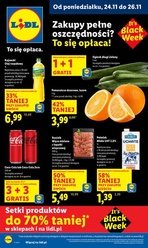 Lidl - gazetka promocyjna Oferta od poniedziałku od poniedziałku 24.11 do środy 26.11