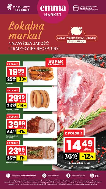 emma MARKET - gazetka promocyjna Plakat promocyjny od czwartku 04.12 do środy 10.12
