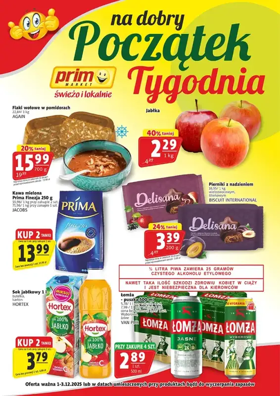 Prim Market - gazetka promocyjna Na dobry początek tygodnia od poniedziałku 01.12 do środy 03.12