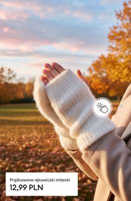 Prążkowane rękawiczki mitenki