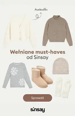 Sinsay - gazetka promocyjna Wełniane must-haves! od środy 26.11 do wtorku 02.12