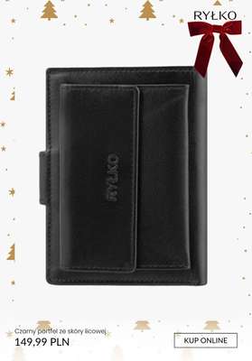 Czarny portfel ze skóry licowej