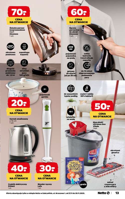 Netto - gazetka promocyjna Gabryelin - Wielkie otwarcie już w czwartek 27.11 od czwartku 27.11 do soboty 29.11 - strona 13