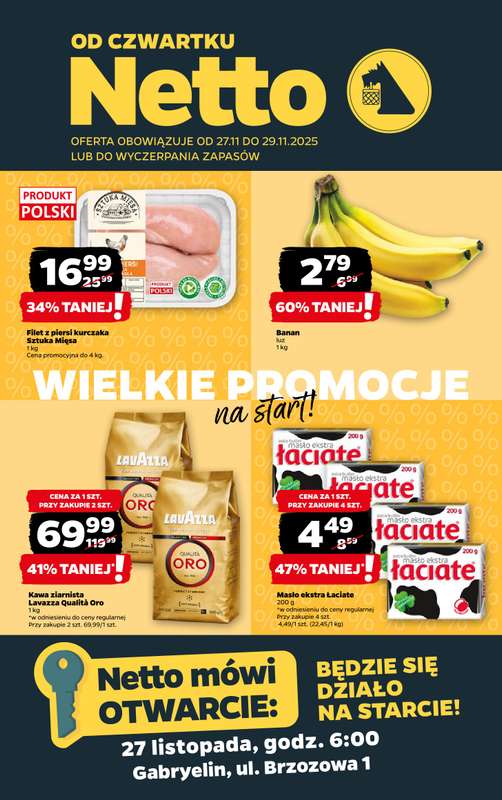 Netto - gazetka promocyjna Gabryelin - Wielkie otwarcie już w czwartek 27.11 od czwartku 27.11 do soboty 29.11
