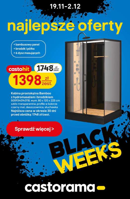 Castorama - gazetka promocyjna Najlepsze oferty Black Weeks od środy 26.11 do wtorku 02.12
