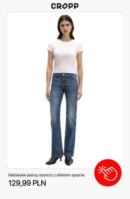 Niebieskie jeansy bootcut z efektem sprania