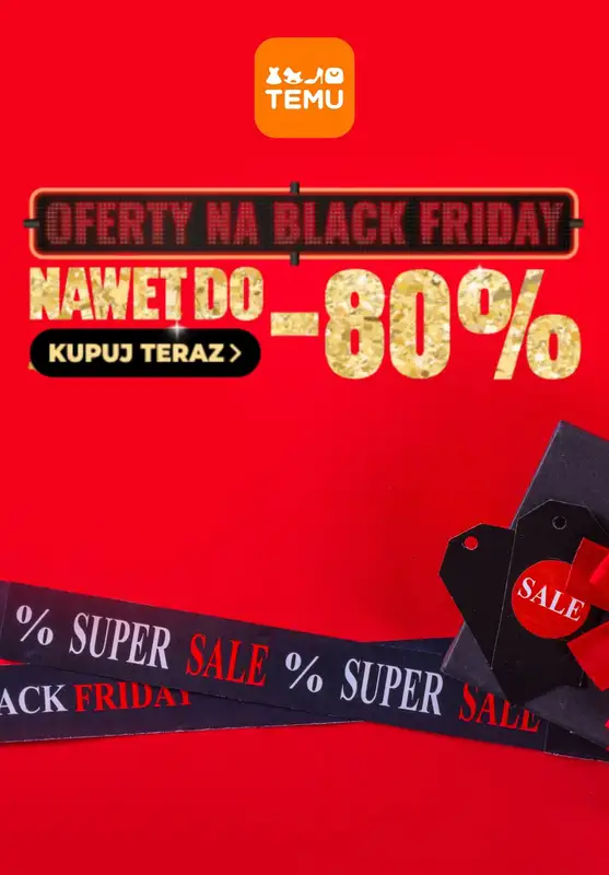 Temu - gazetka promocyjna Do -80% oferty na Black Friday od środy 26.11 