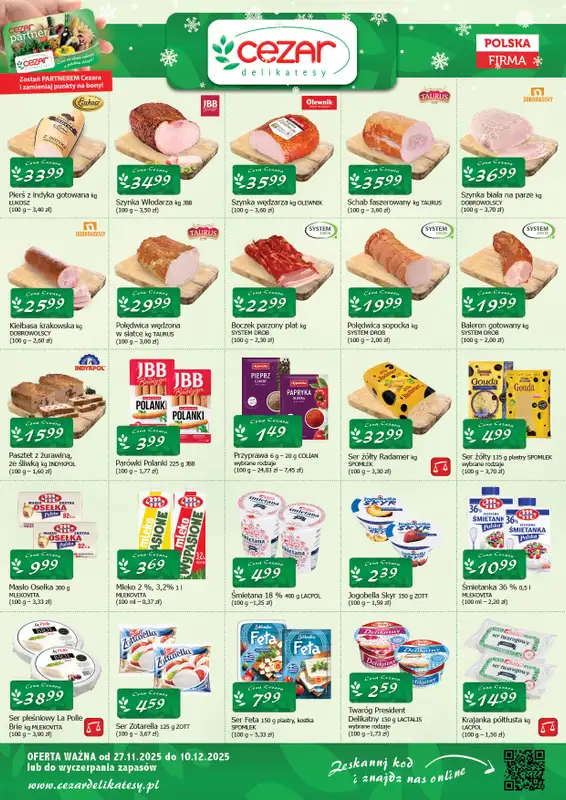 CEZAR Delikatesy - gazetka promocyjna Gazetka od czwartku 27.11 do środy 10.12