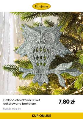 Ozdoba choinkowa SOWA dekorowana brokatem