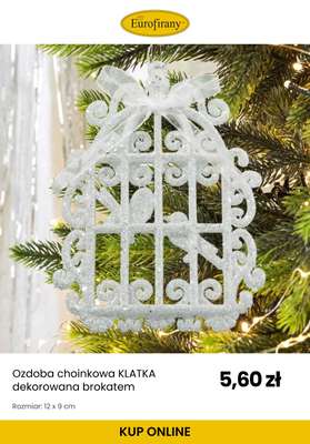 Ozdoba choinkowa KLATKA dekorowana brokatem