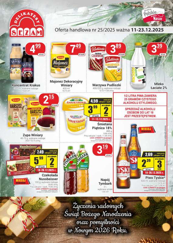 Delikatesy Sezam - gazetka promocyjna Gazetka od czwartku 11.12 do wtorku 23.12