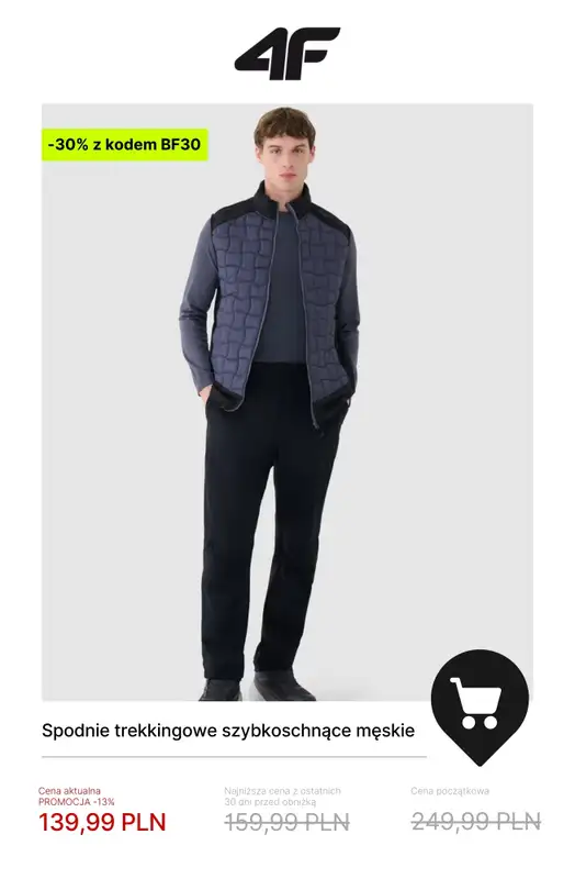 4F - gazetka promocyjna Kolekcja trekkingowa — okazje -30%! od czwartku 27.11 do poniedziałku 01.12 - strona 15