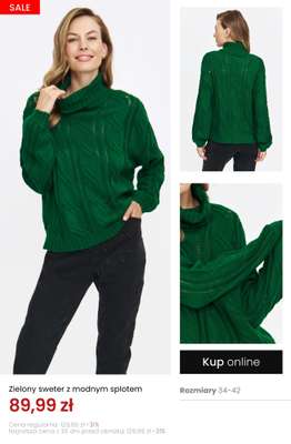 Zielony sweter z modnym splotem