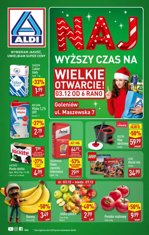 Aldi - gazetka promocyjna GOLENIÓW: WIELKIE OTWARCIE już w środę: 03.12! od środy 03.12 do niedzieli 07.12