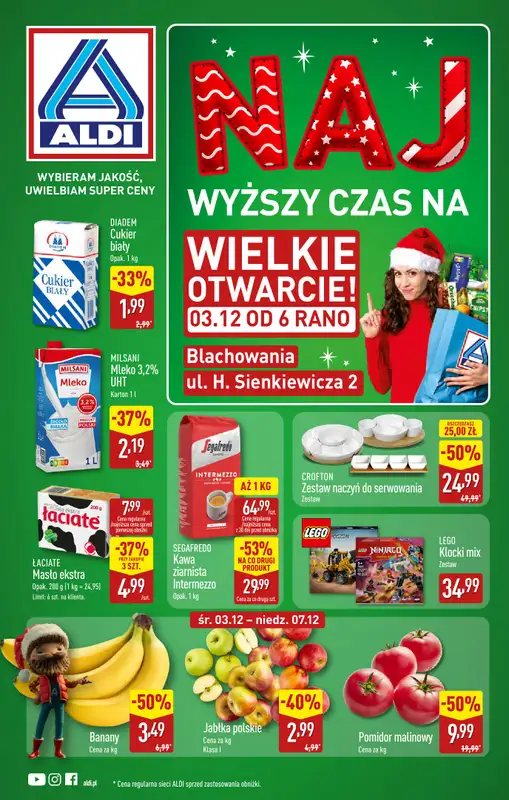 Aldi - gazetka promocyjna BLACHOWNIA: WIELKIE OTWARCIE już w środę: 03.12! od środy 03.12 do niedzieli 07.12