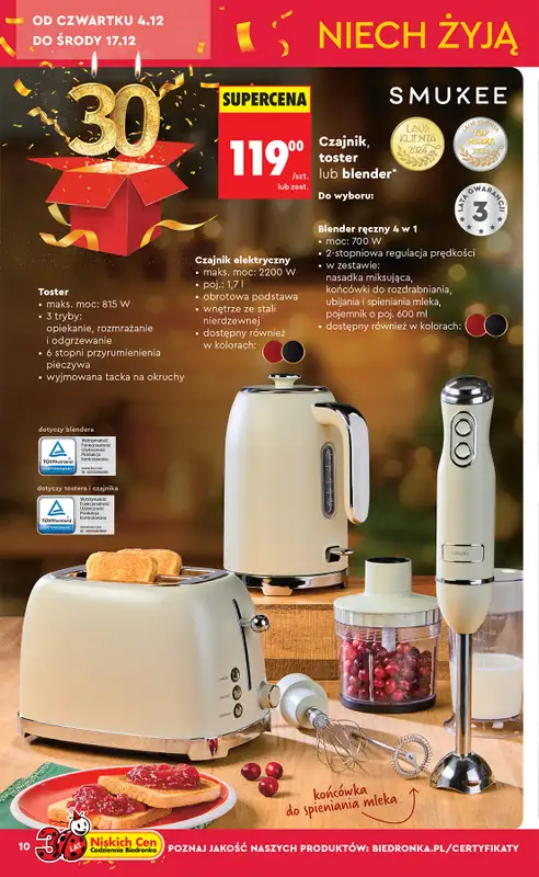 Biedronka - gazetka promocyjna Okazje tygodnia od 29.11 od soboty 29.11 do środy 17.12 - strona 10