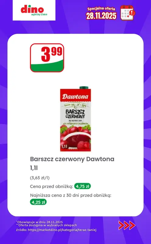 Dino - gazetka promocyjna Specjalna oferta na 28.11.2025 - promocje spoza gazetki od piątku 28.11 do piątku 28.11 - strona 13