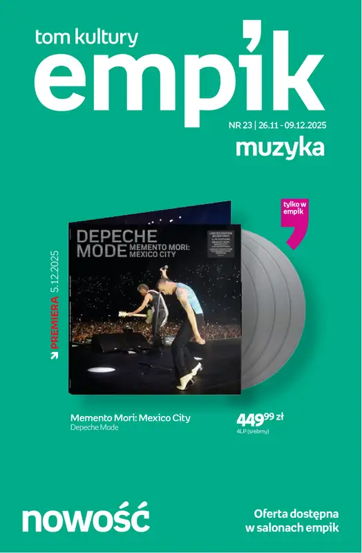 Empik - gazetka promocyjna Tom kultury: muzyka od piątku 28.11 do wtorku 09.12