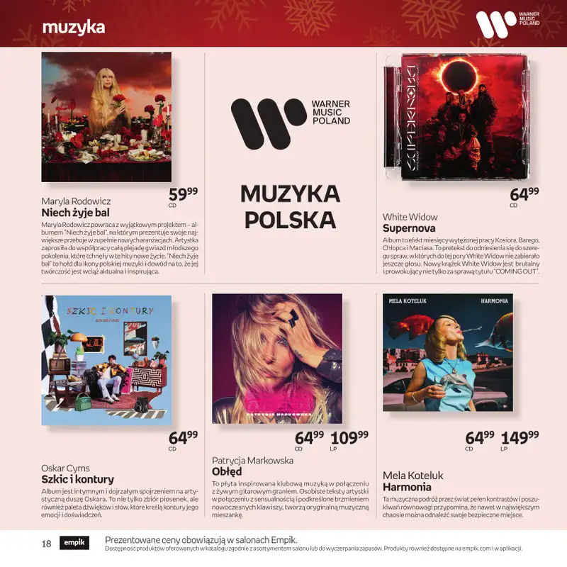 Empik - gazetka promocyjna Katalog: Muzyka od niedzieli 30.11 do środy 24.12 - strona 18