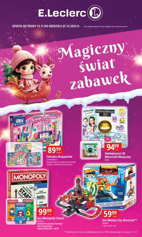 Leclerc - gazetka promocyjna Oferta E.Leclerc | Magiczny świat zabawek od środy 12.11 do niedzieli 07.12