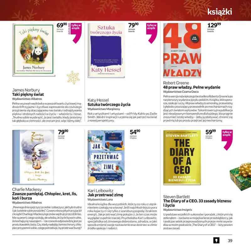 Prezenty - gazetka promocyjna Empik I Katalog: Książki od niedzieli 30.11 do środy 24.12 - strona 39