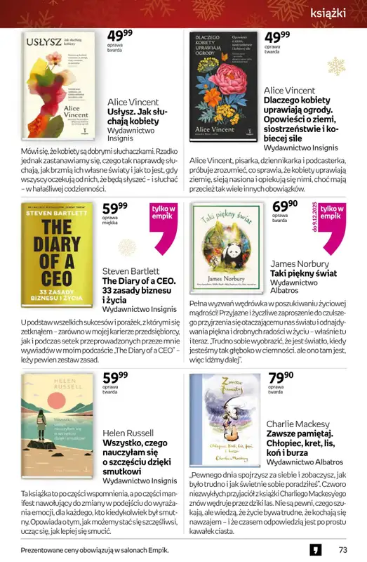 Prezenty - gazetka promocyjna Empik I Tom kultury: książki od piątku 28.11 do wtorku 09.12 - strona 73