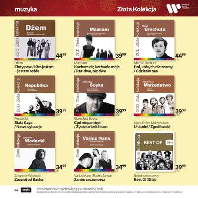 Prezenty - gazetka promocyjna Empik I Katalog: Muzyka od niedzieli 30.11 do środy 24.12 - strona 44