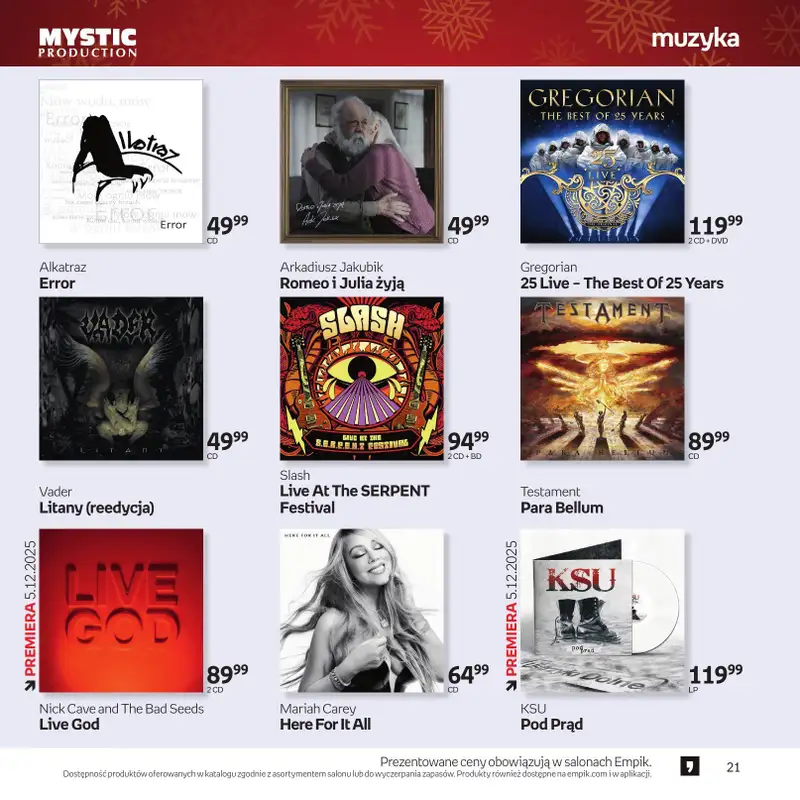 Prezenty - gazetka promocyjna Empik I Katalog: Muzyka od niedzieli 30.11 do środy 24.12 - strona 21