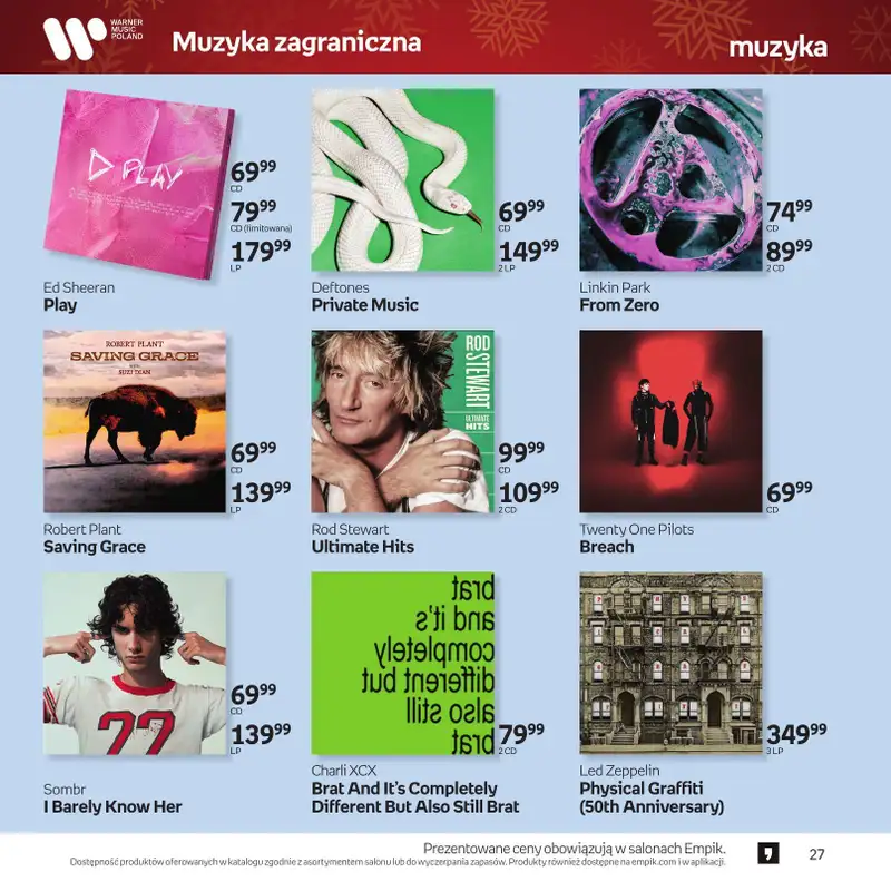 Prezenty - gazetka promocyjna Empik I Katalog: Muzyka od niedzieli 30.11 do środy 24.12 - strona 27
