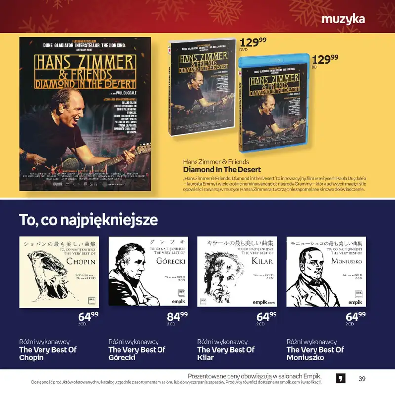 Prezenty - gazetka promocyjna Empik I Katalog: Muzyka od niedzieli 30.11 do środy 24.12 - strona 39