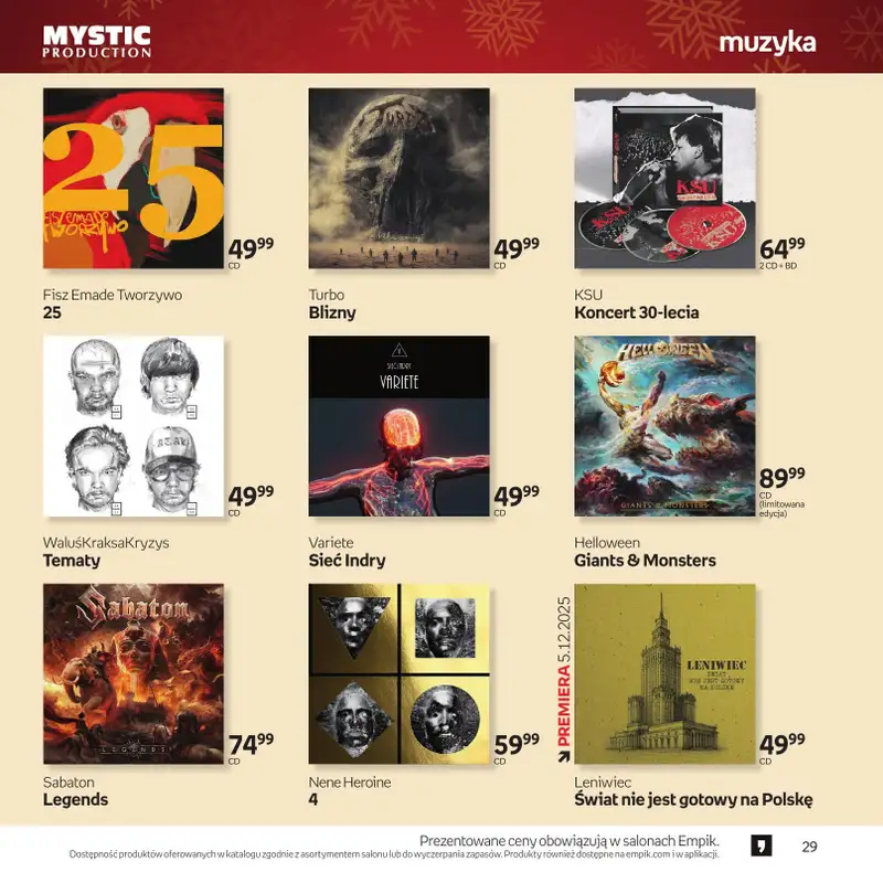 Prezenty - gazetka promocyjna Empik I Katalog: Muzyka od niedzieli 30.11 do środy 24.12 - strona 29