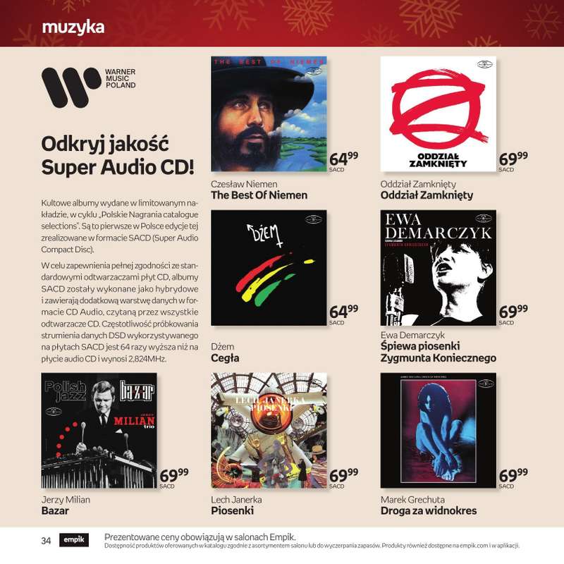 Prezenty - gazetka promocyjna Empik I Katalog: Muzyka od niedzieli 30.11 do środy 24.12 - strona 34